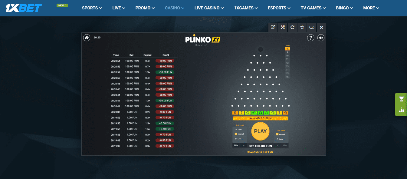 1xbet-plinko-demo